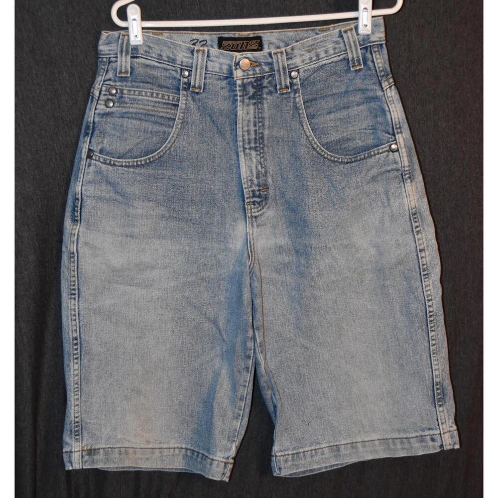VINTAGE Zonz Men's 32 Y2K Denim Shorts Skater 90s Distressed Baggy VTG